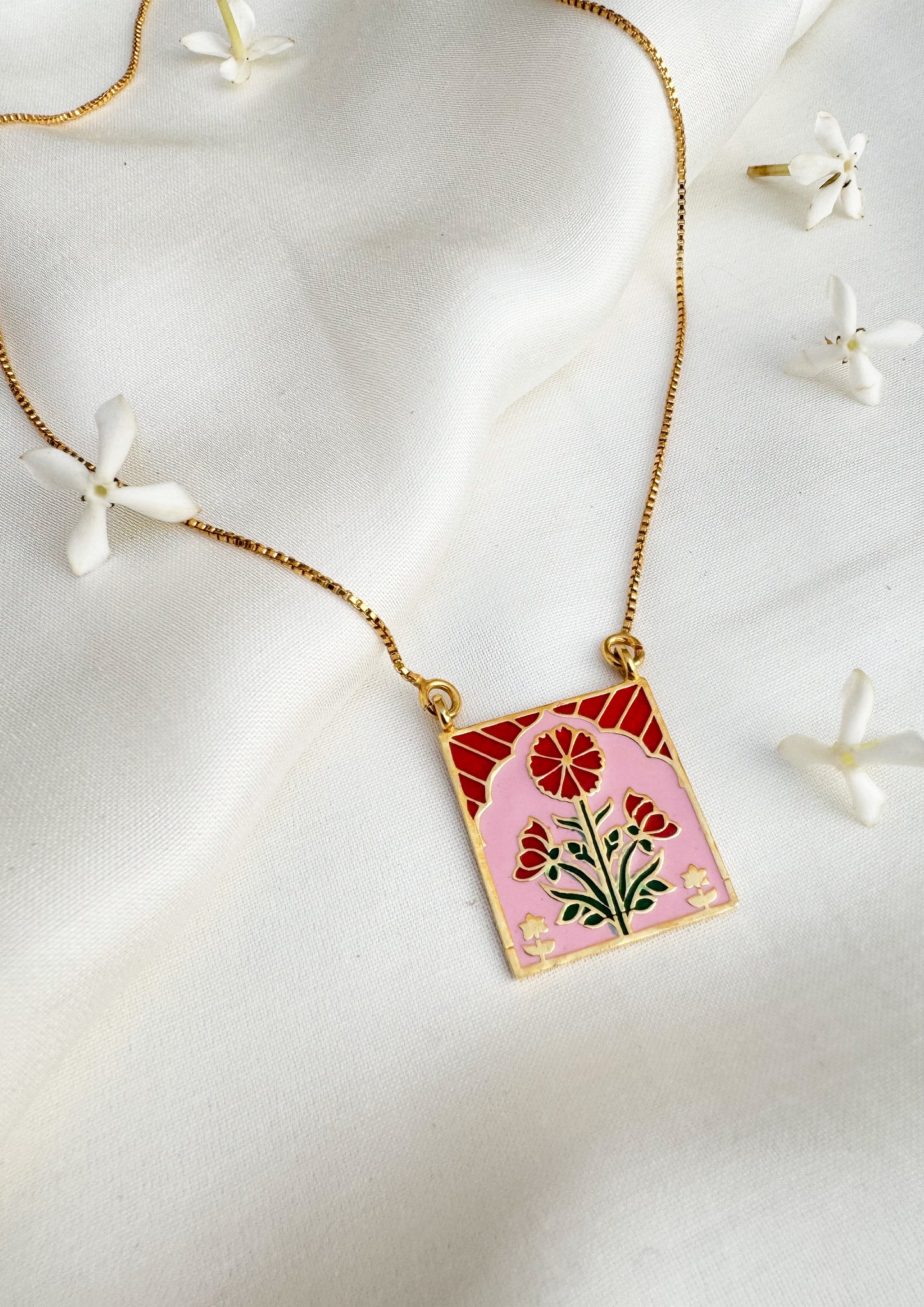 RED BUTA MEENAKARI PENDANT