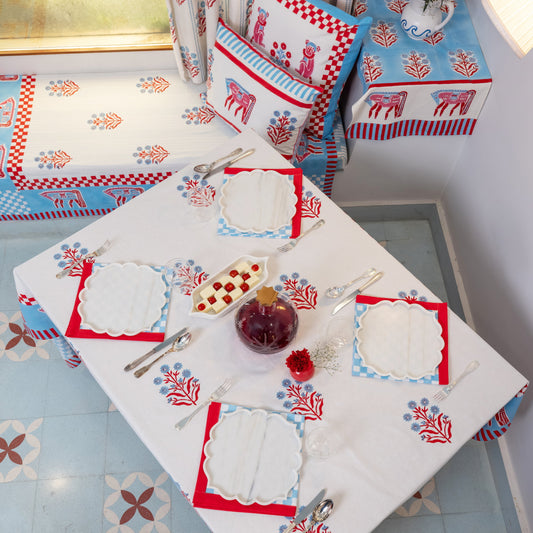 CHEVAL NOMADE PINK AND BLUE TABLE CLOTH