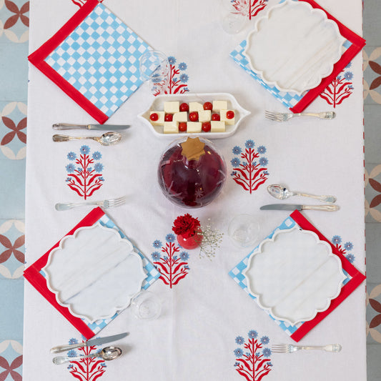 GINGHAM CHECKS BLUE/RED NAPKINS SET OF 2