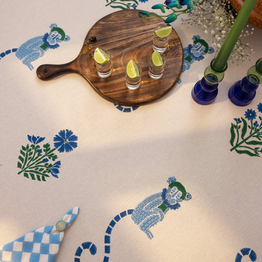 MENAGERIE BLUE TABLE CLOTH