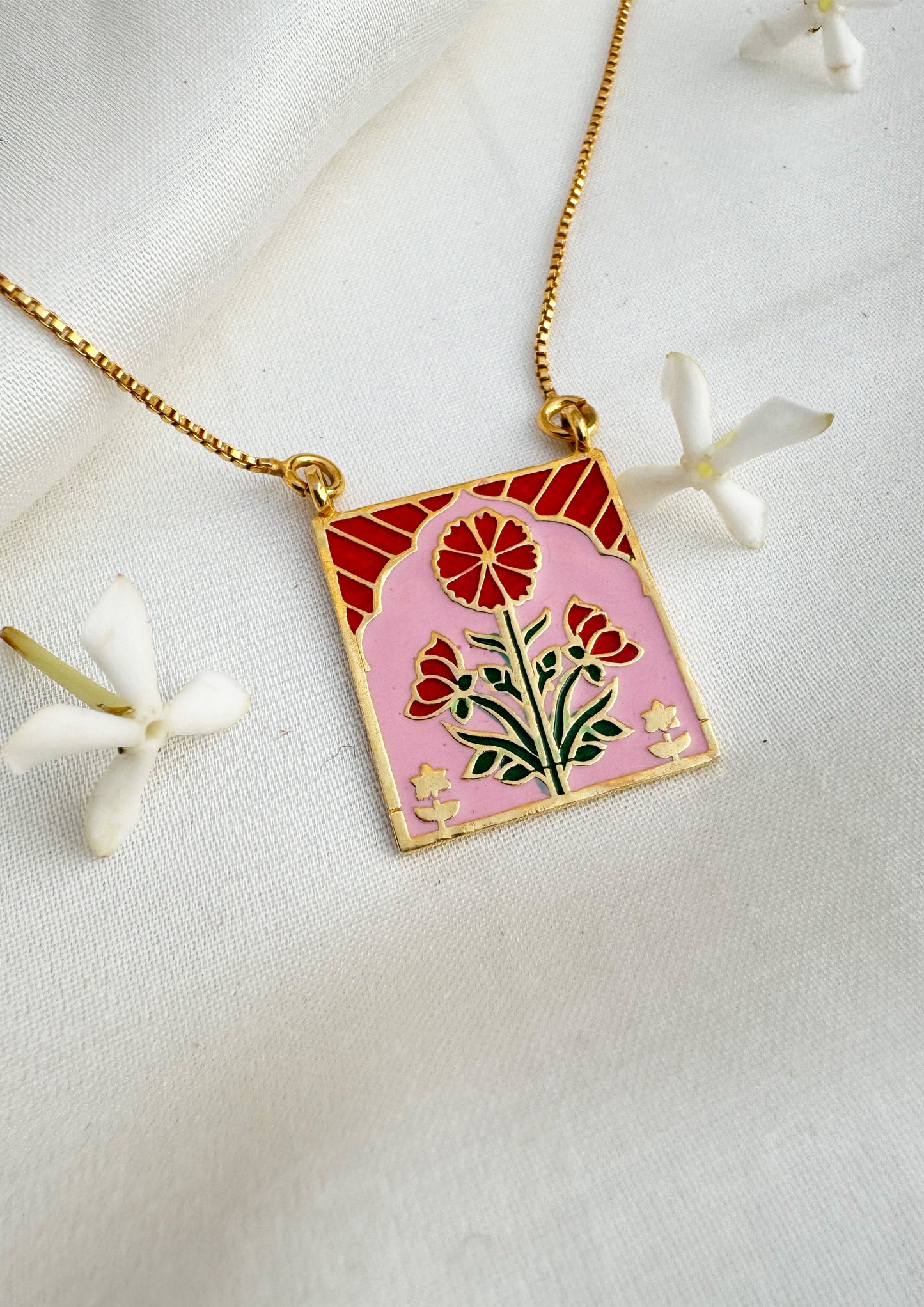 RED BUTA MEENAKARI PENDANT