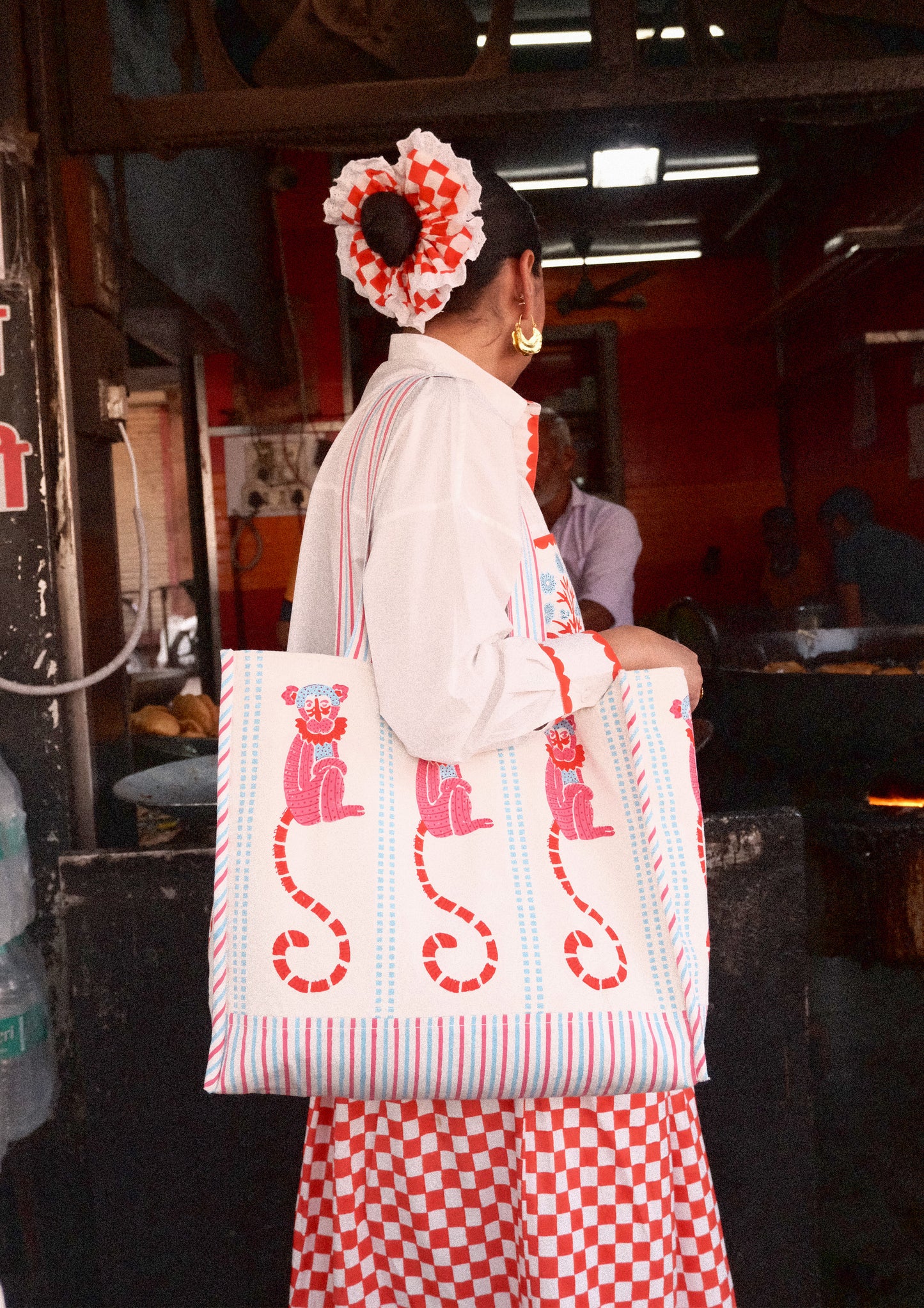 TOTE BAG- FUNKY MONKEY BLOCK PRINT