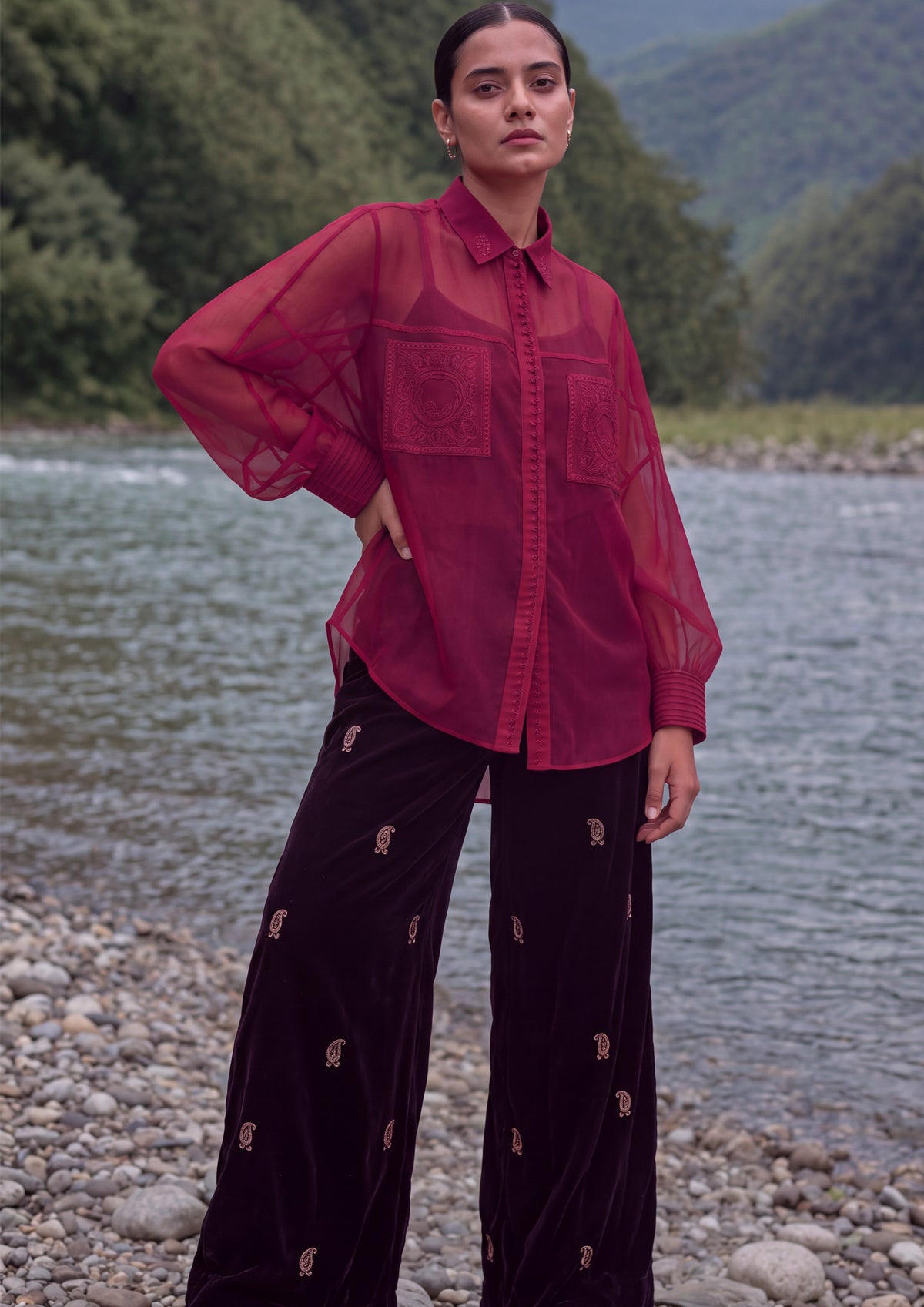 AMER PANTS PAISLEY EMBROIDERY