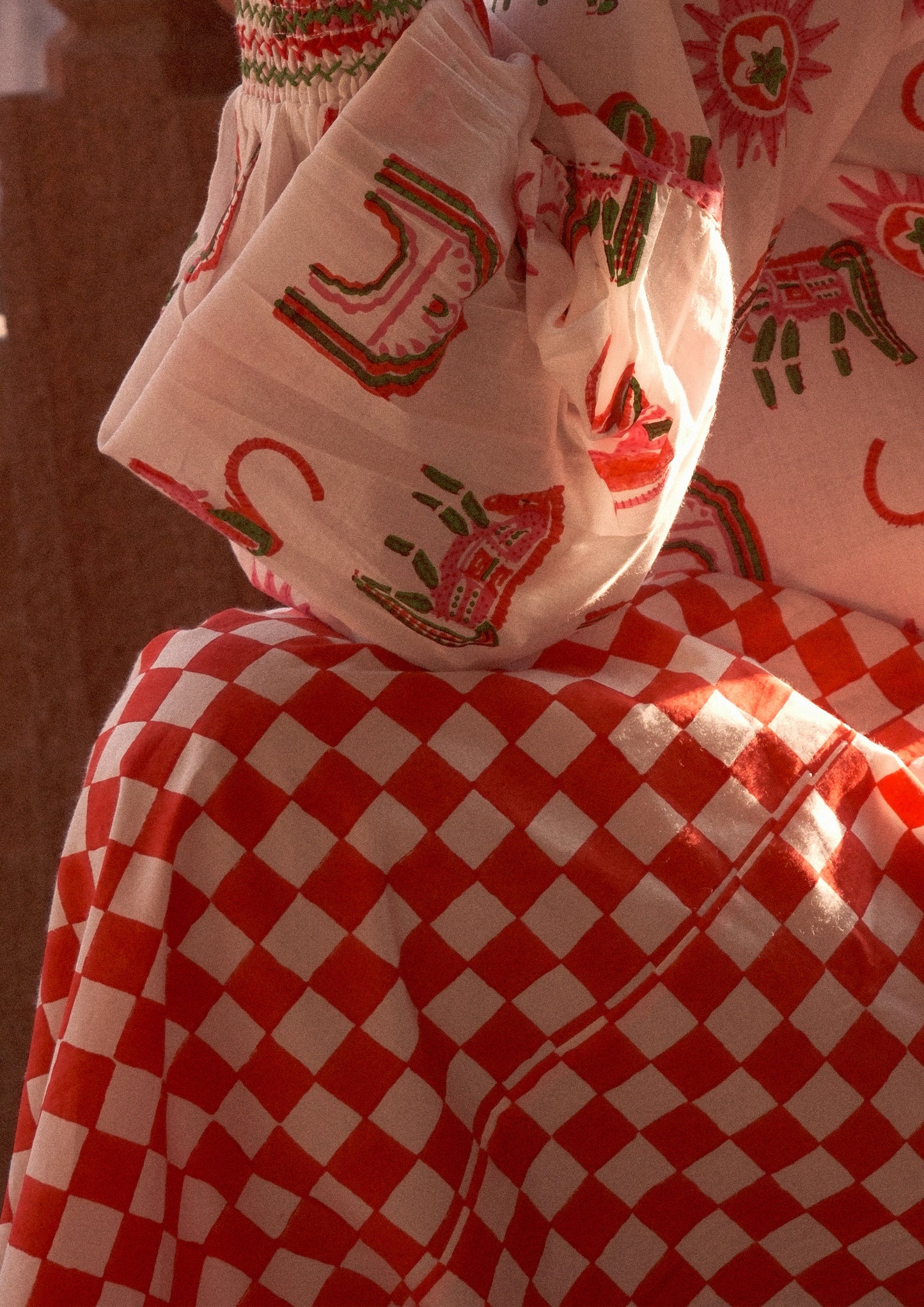 BAWARI SKIRT- RED CHECKS