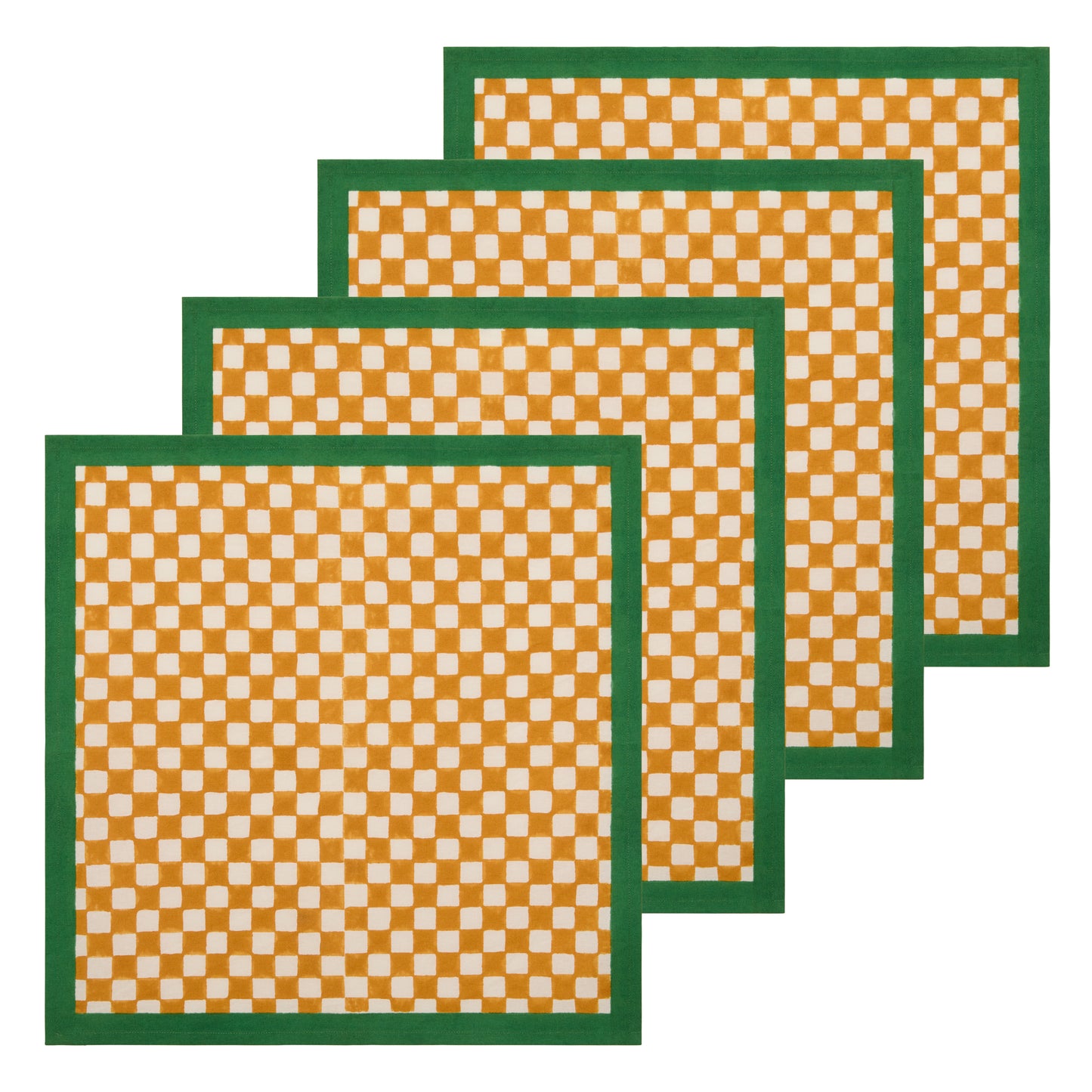GINGHAM CHECKS MUSTARD/GREEN NAPKINS SET OF 2