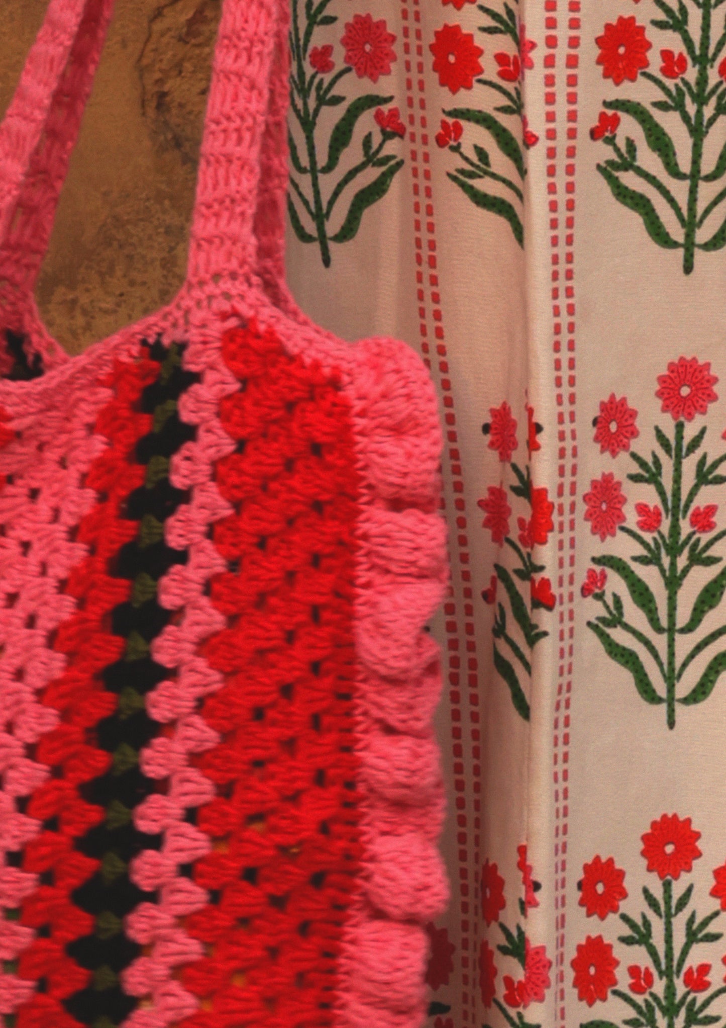 CROCHET BEACH BAG- BLOSSOM STRIPE