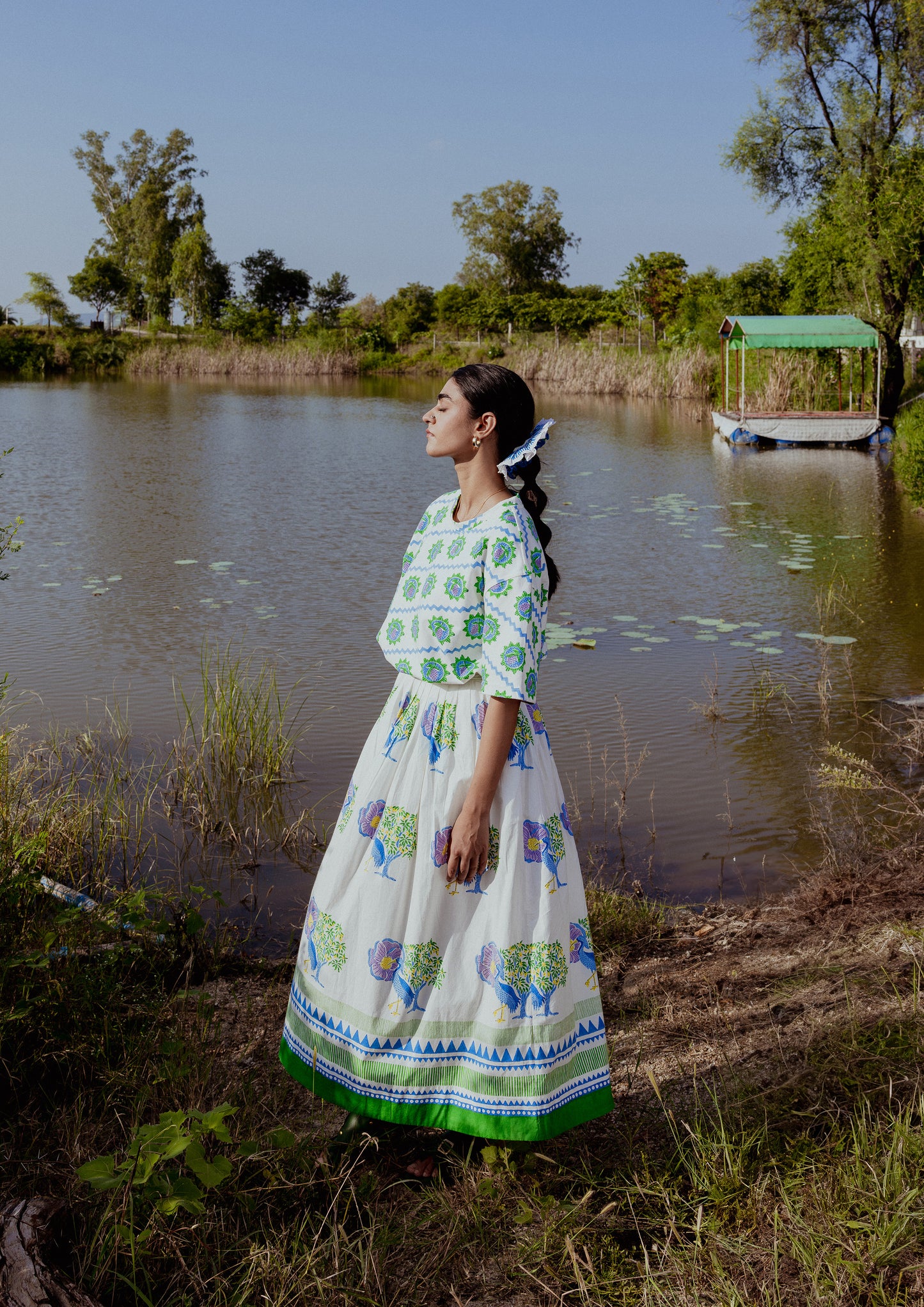 BAWARI SKIRT- SARAS CRANE BLUE