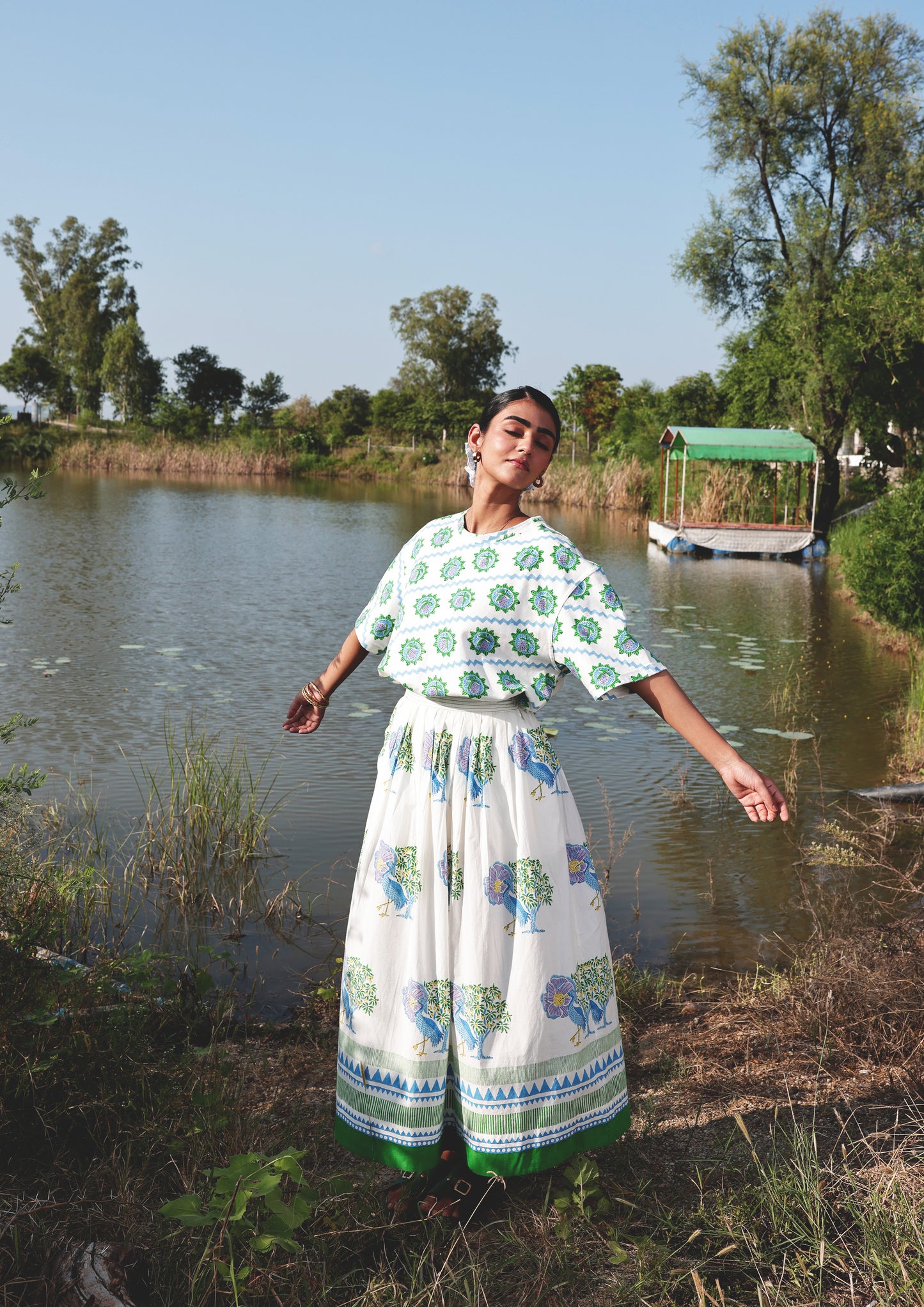 BAWARI SKIRT- SARAS CRANE BLUE