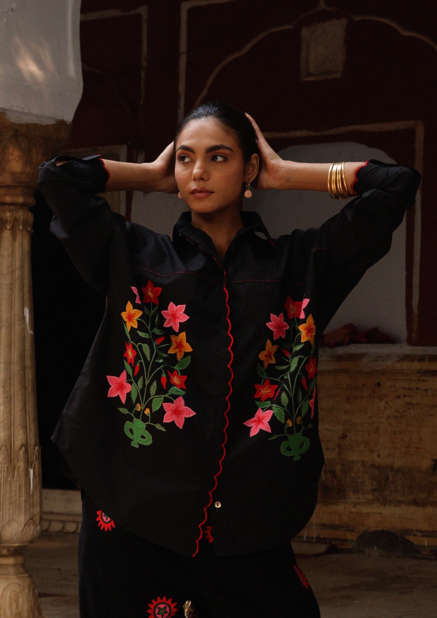 JAIGARH SHIRT-ASTER BUTA PATCHWORK EMBROIDERY