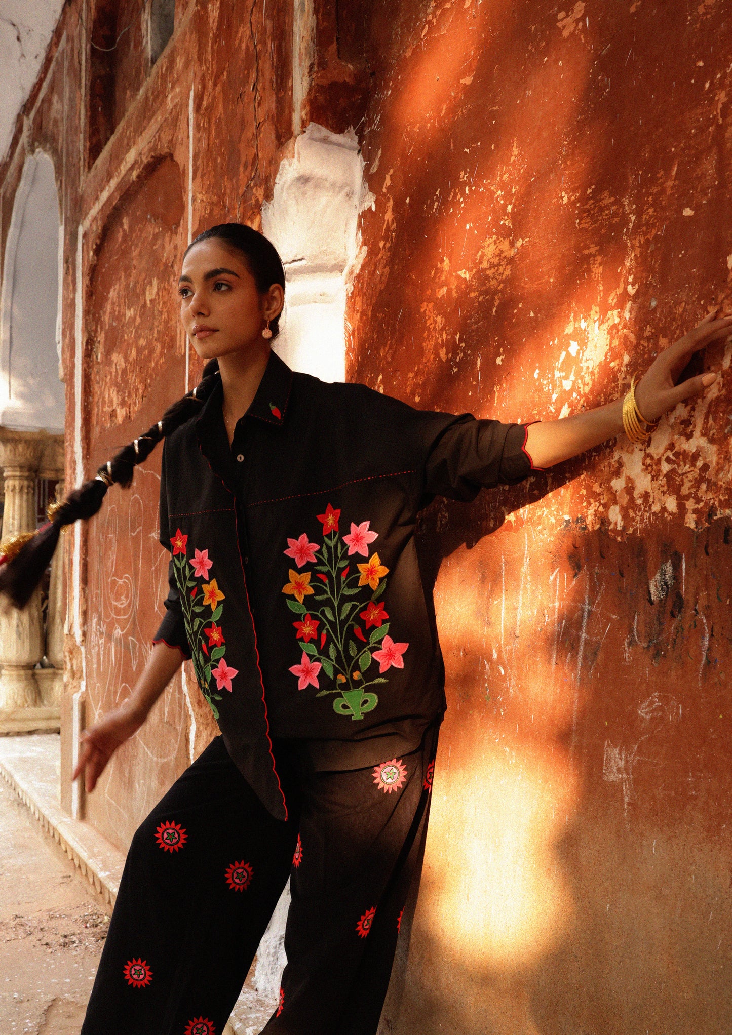 JAIGARH SHIRT-ASTER BUTA PATCHWORK EMBROIDERY