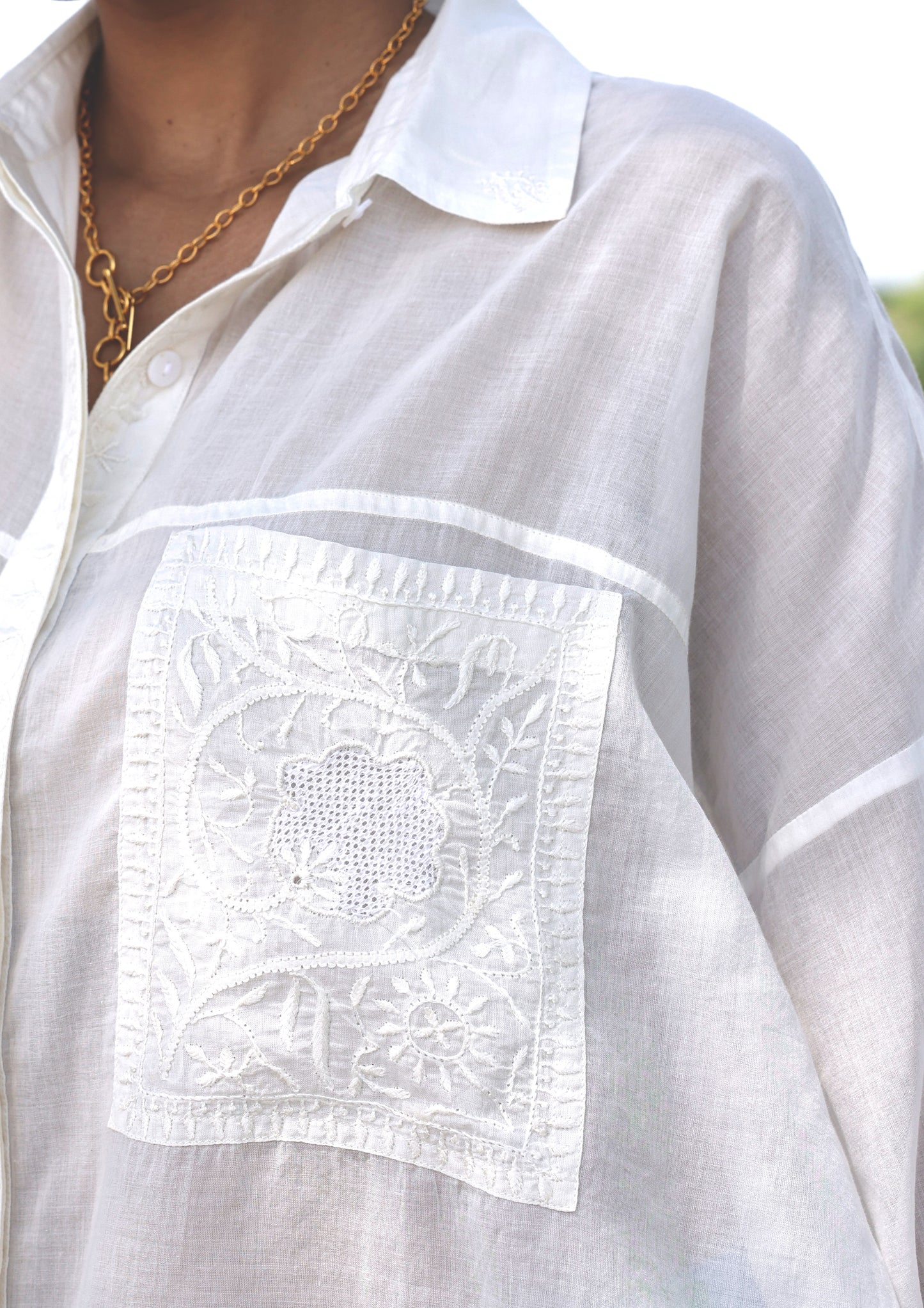 JAIGARH SHIRT- WHITE CHIKANKARI