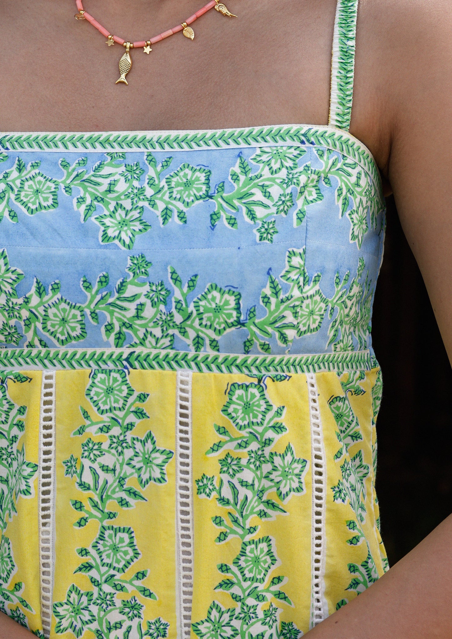 KASHI DRESS- CHIKANKARI BORDER PRINT