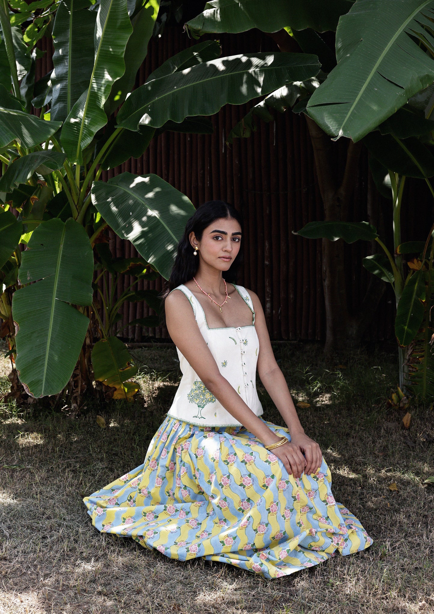 PALASH VEST- MANGO AND CRANE EMBROIDERY