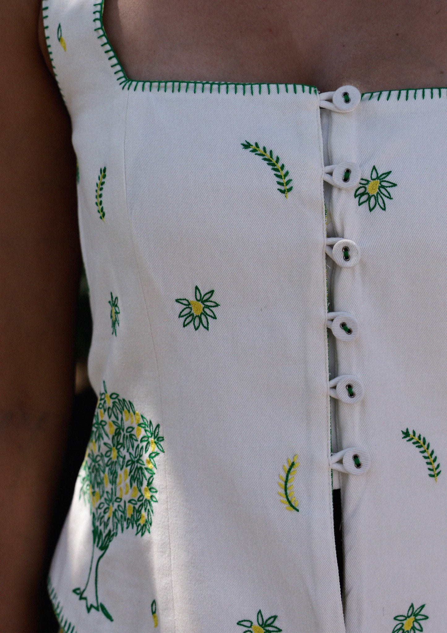 PALASH VEST- MANGO AND CRANE EMBROIDERY