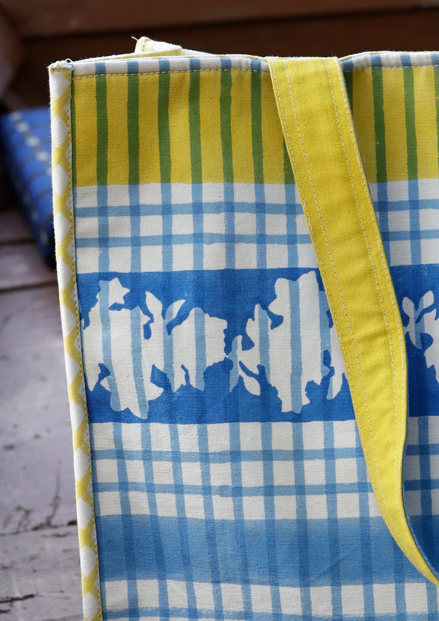 TOTE BAG- BLUE CHECKS