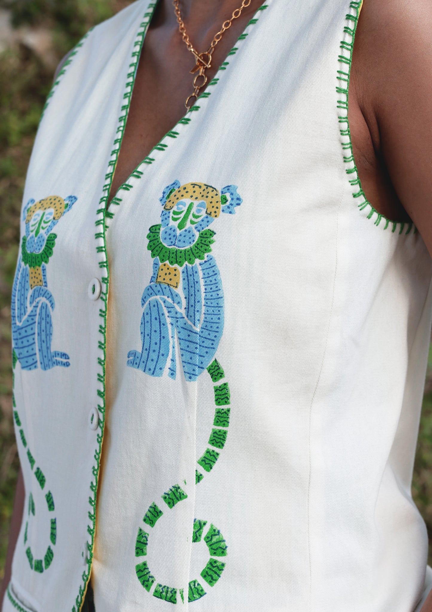 VRINDA VEST- MONKEY BLOCK PRINT