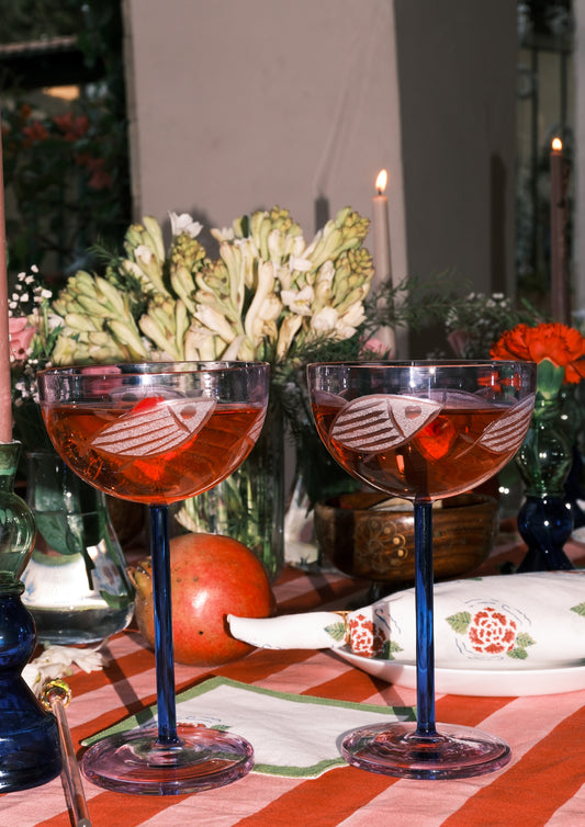 COUPE GLASS FISH LAVENDER - SET OF TWO