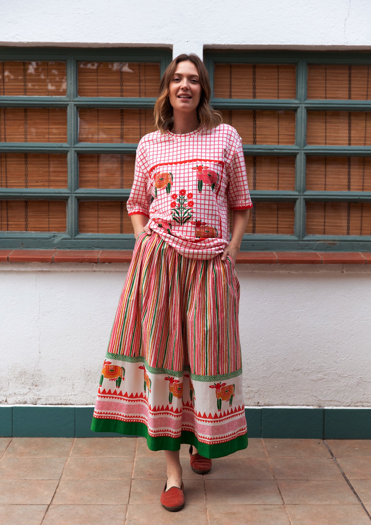 BAWARI SKIRT COW STRIPE