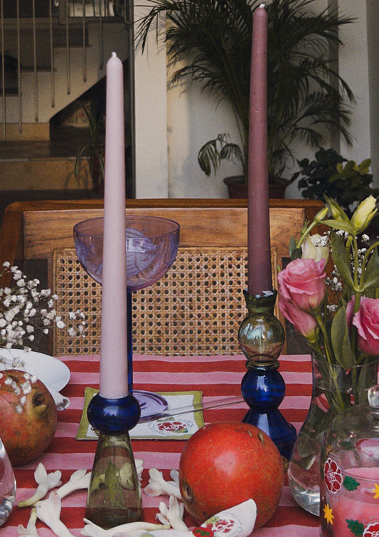 ASYMMETRIC BUD VASE CUM CANDLE STAND - SET OF TWO