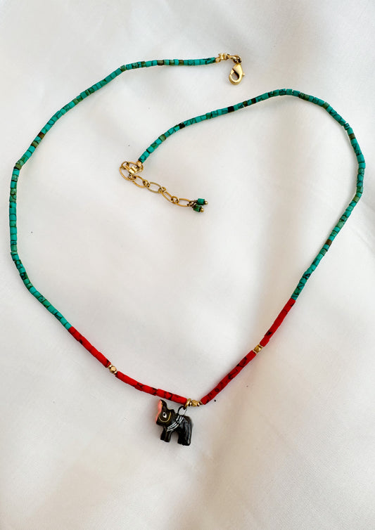 HORSE TURQ CORAL NECKLACE