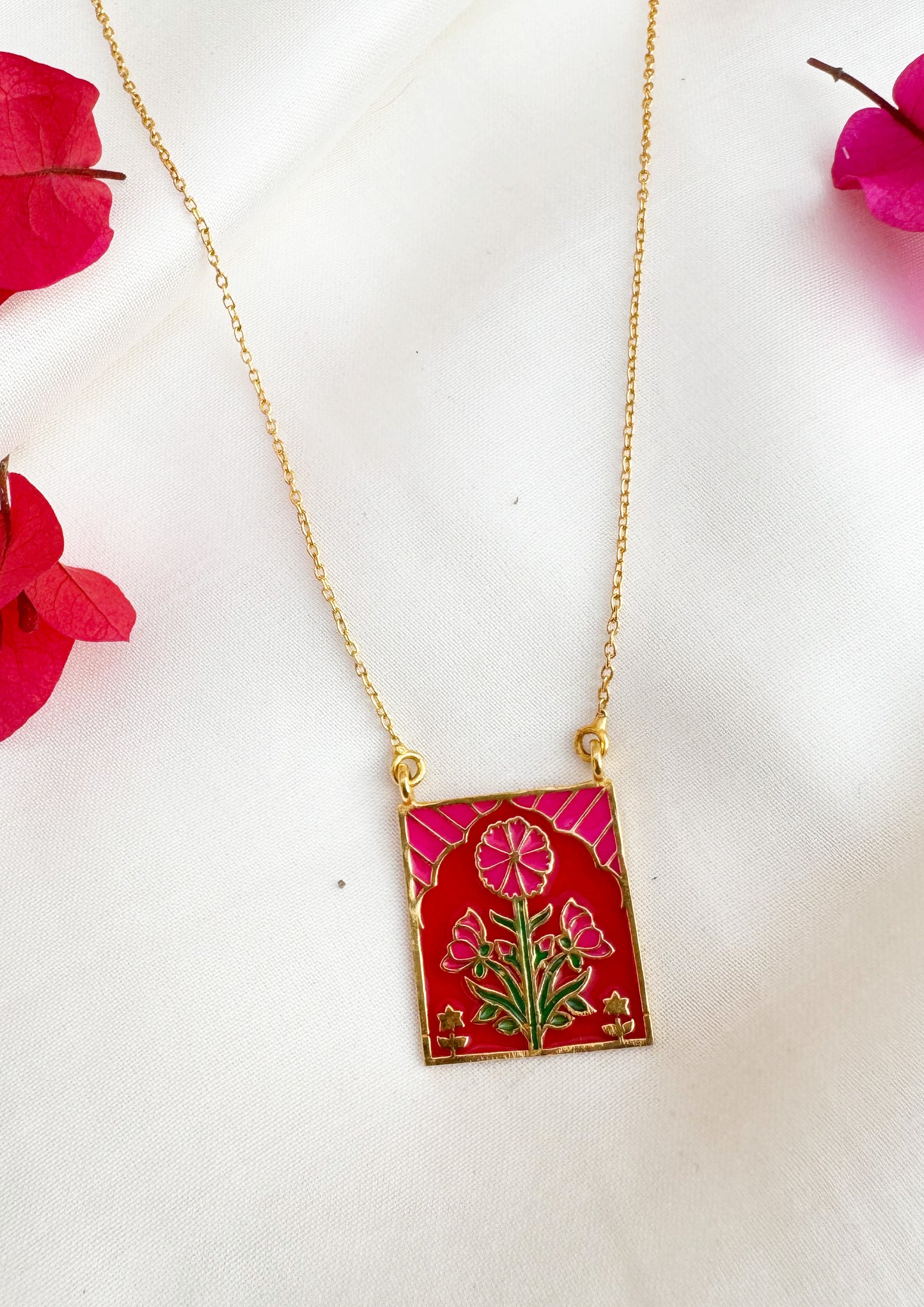 PINK BUTA MEENAKARI PENDANT