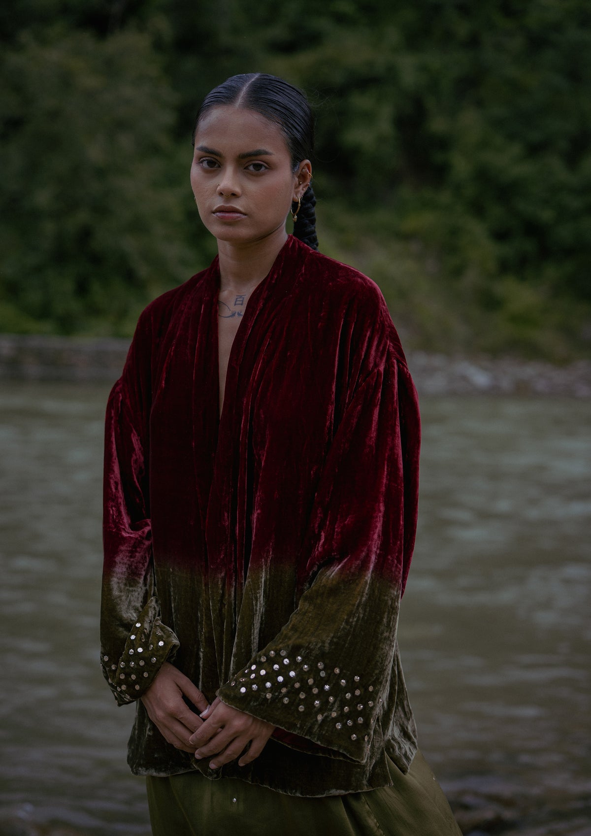 NAIMAT KIMONO OMBRE AND MUKAISH EMBROIDRED