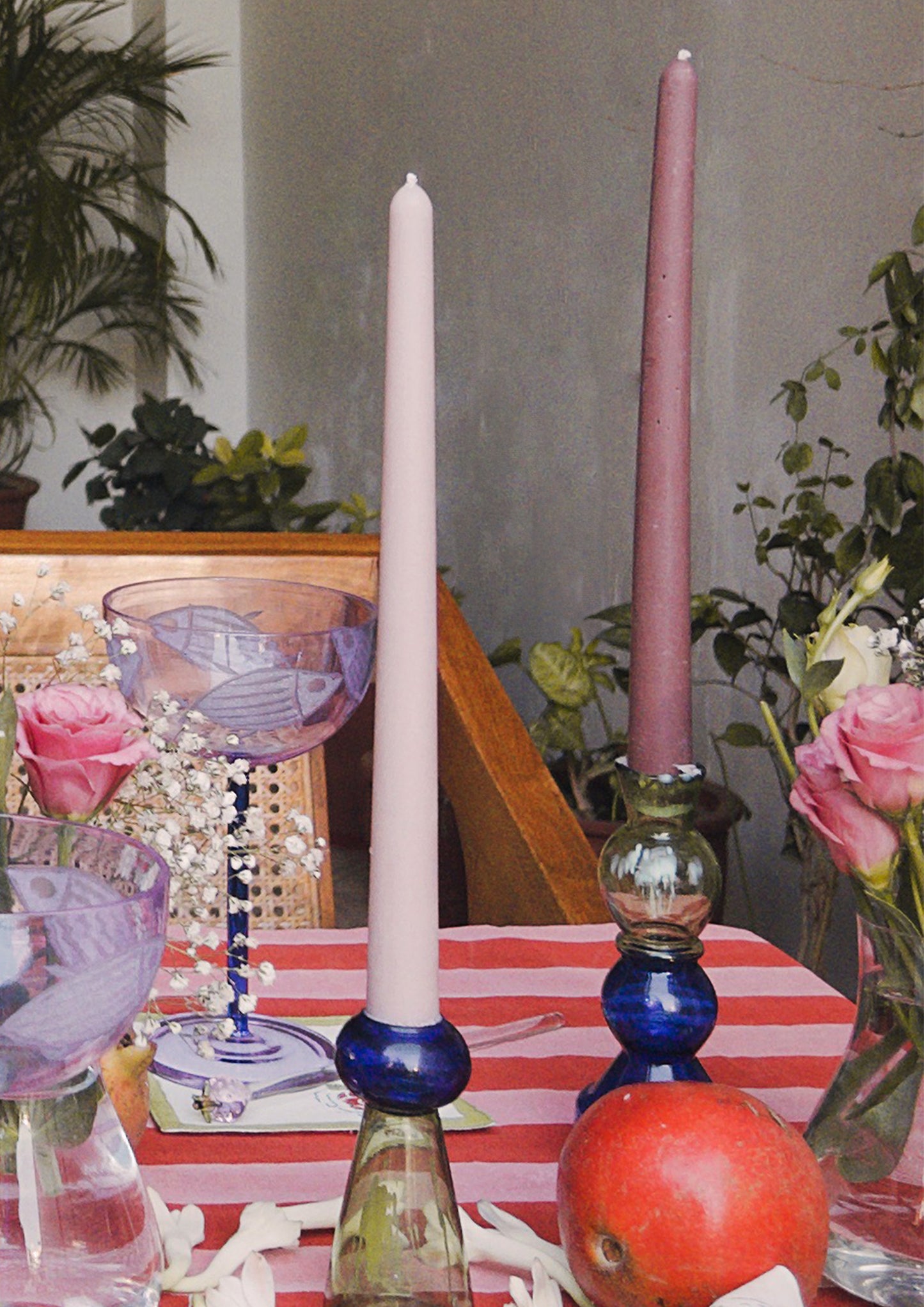 ASYMMETRIC BUD VASE CUM CANDLE STAND - SET OF TWO
