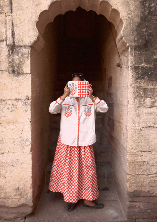 BAWARI SKIRT RED CHECKS