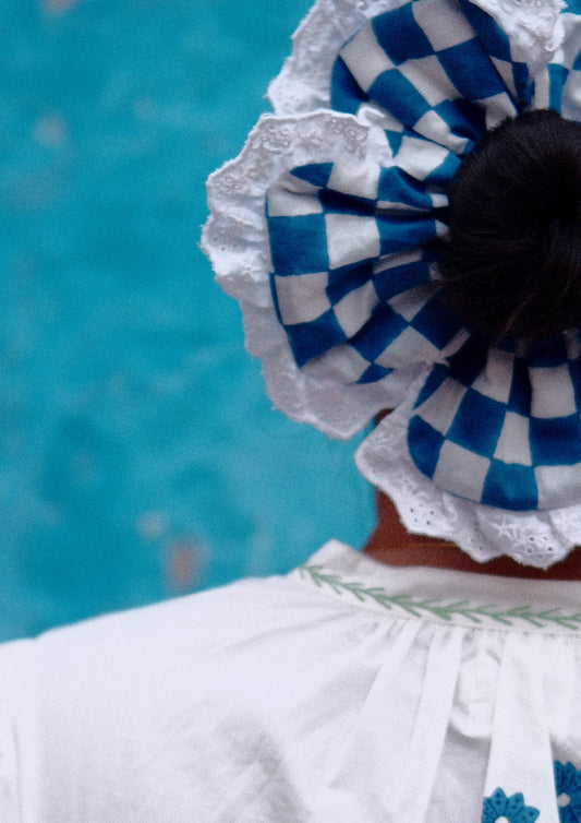 PHOOL SCRUNCHIE BLUE CHECKS