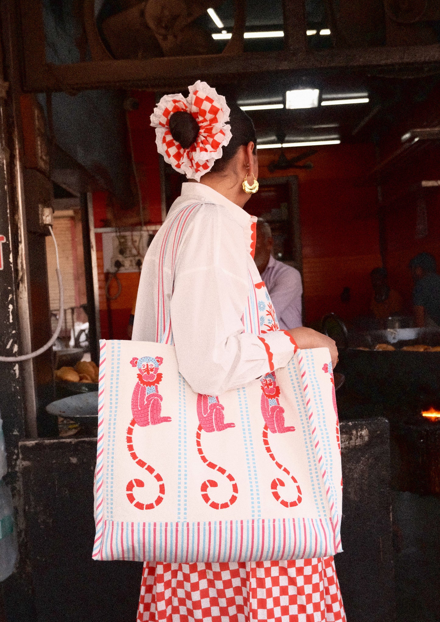 PHOOL SCRUNCHIE- RED CHECKS