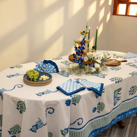 GINGHAM CHECKS BLUE/BLUE NAPKINS SET OF 2