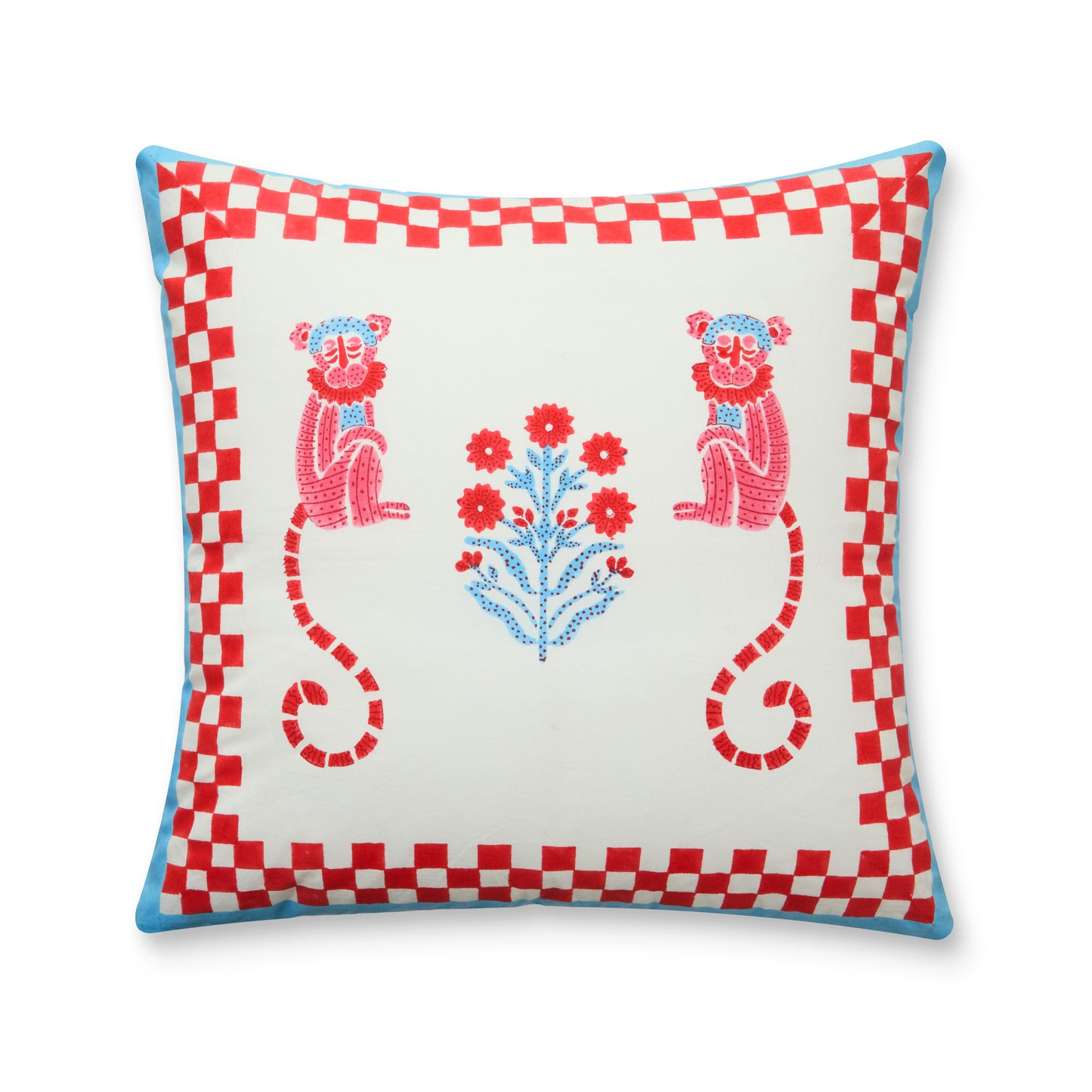 MONKEY RED AND BLUE CUSHION COVER