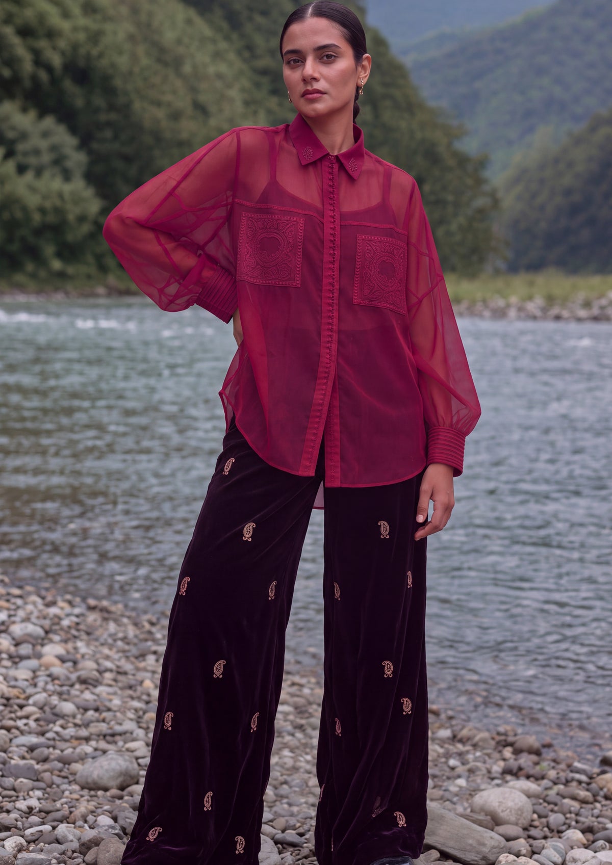 AMER PANTS PAISLEY EMBROIDERY
