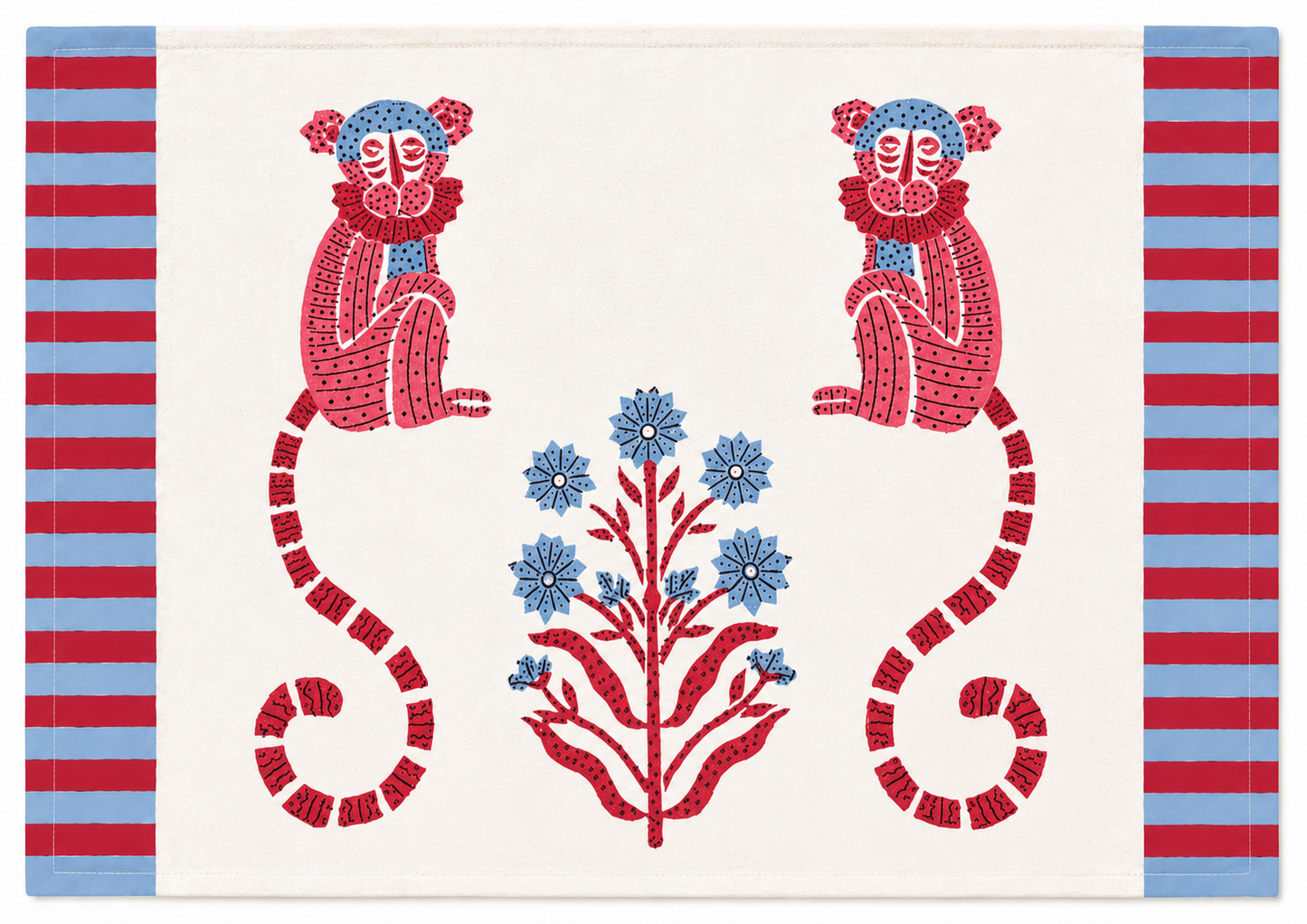 MONKEY RED AND BLUE PLACEMAT SET OF 2