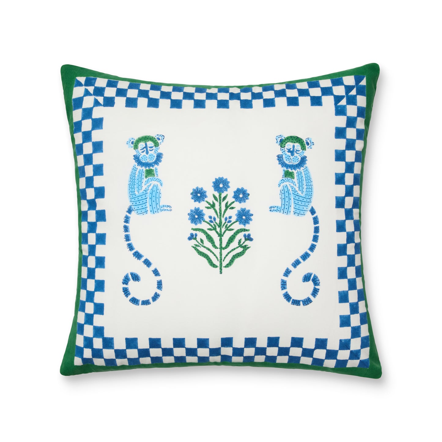 MONKEY GREEN AND BLUE CUSHION COVER