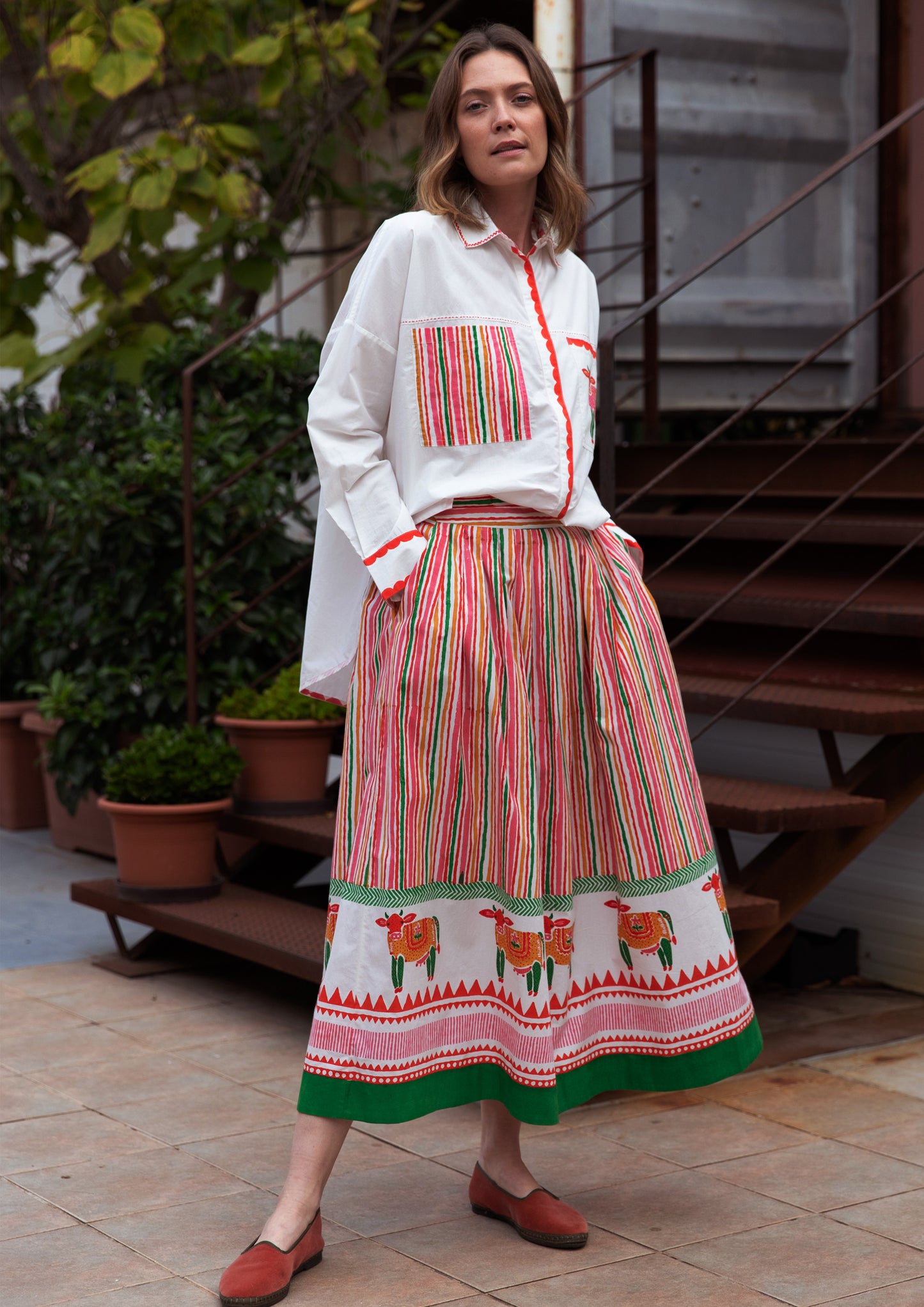 BAWARI SKIRT COW STRIPE