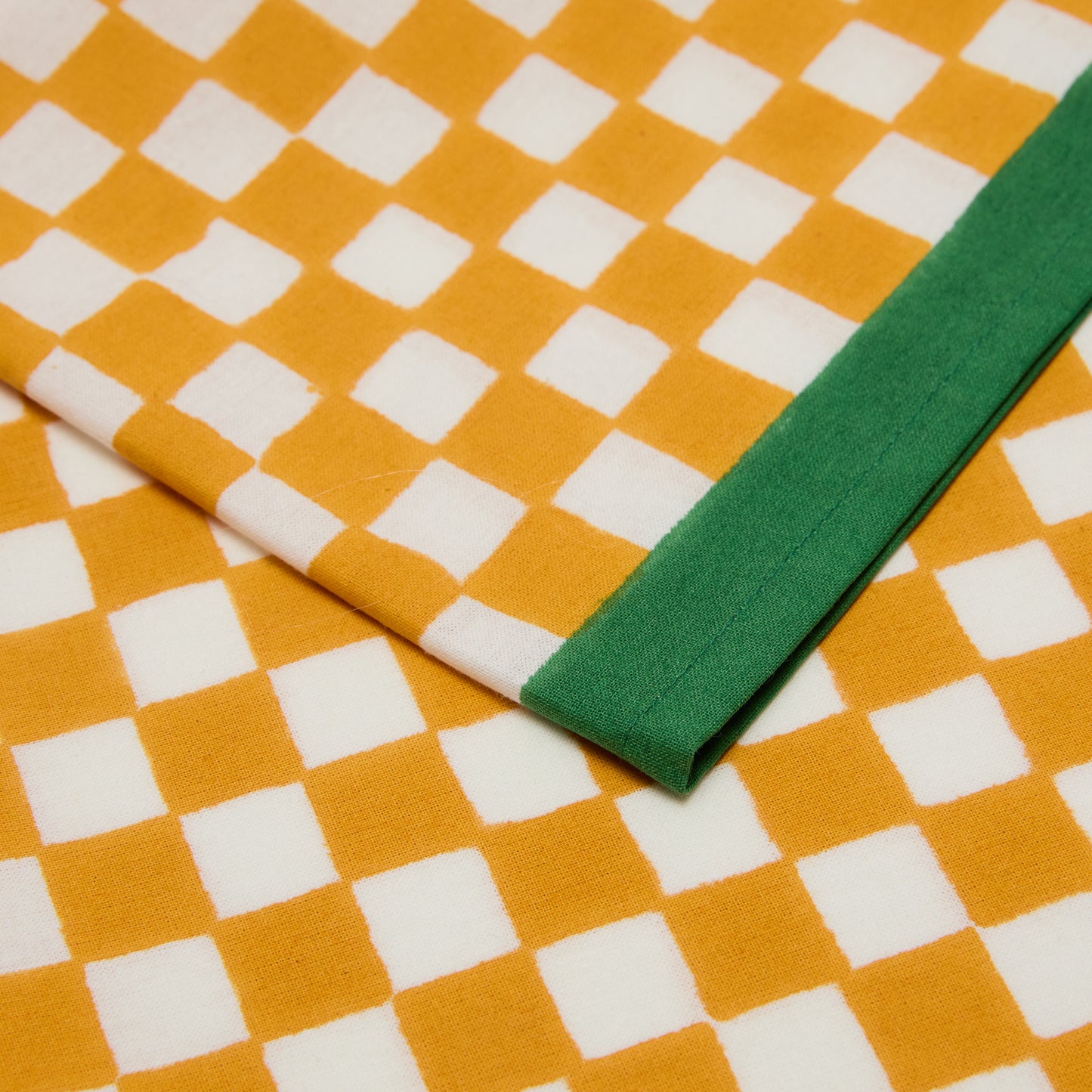 GINGHAM CHECKS MUSTARD/GREEN NAPKINS SET OF 2