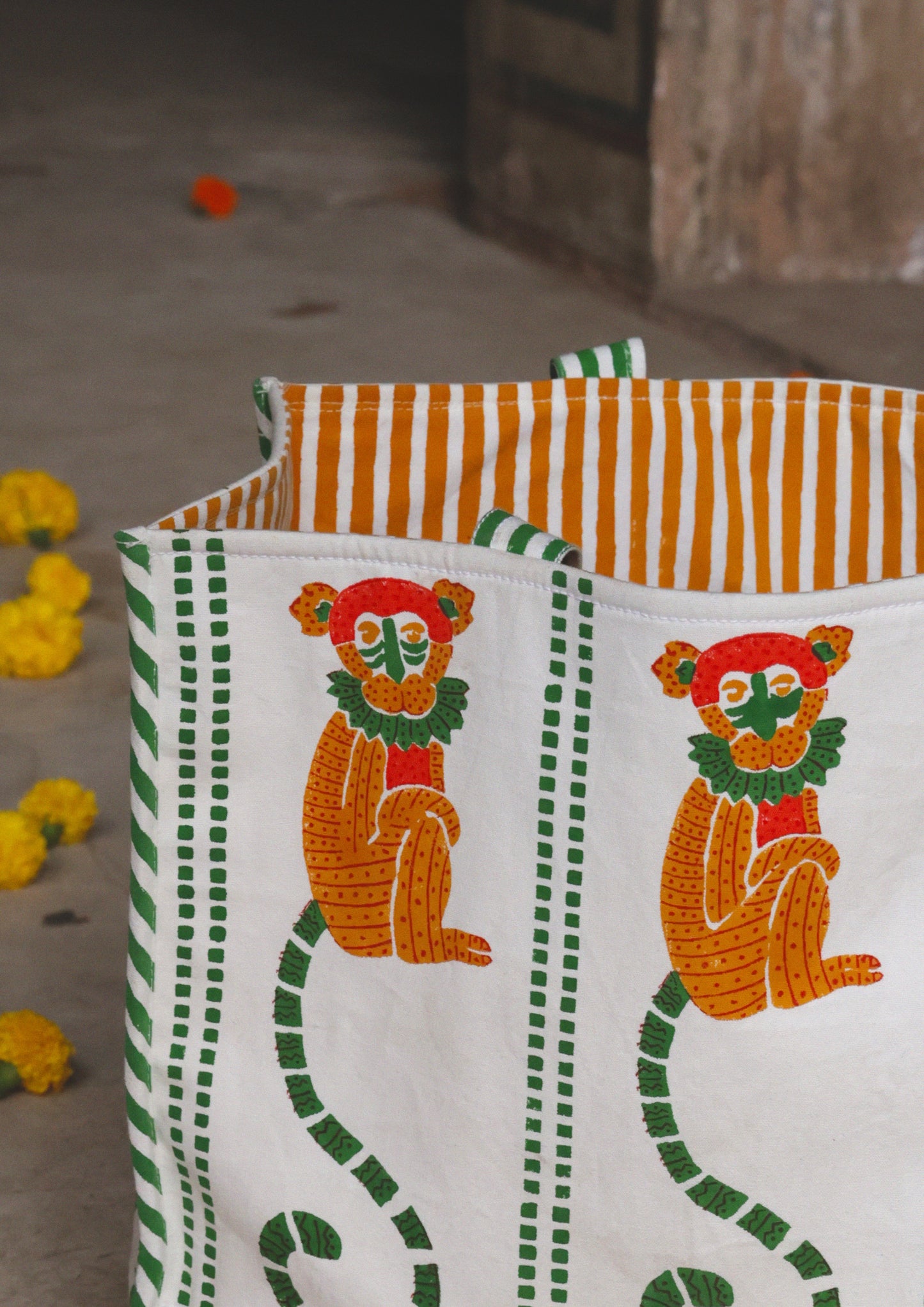 TOTE BAG- MONKEY BLOCK PRINT