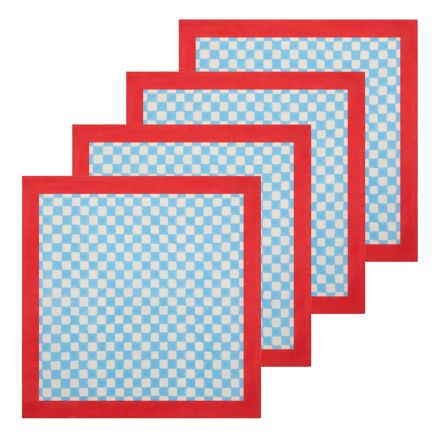 GINGHAM CHECKS BLUE/RED NAPKINS SET OF 2