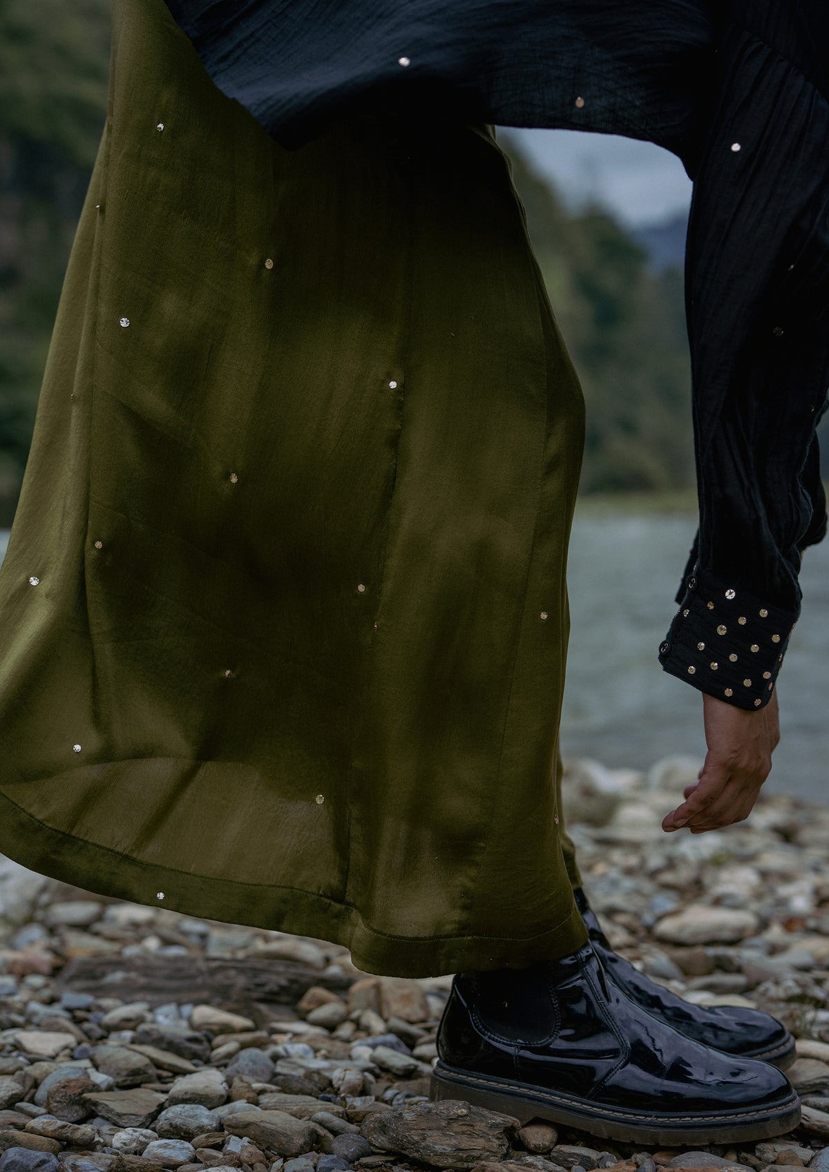 RANI SKIRT MOSS MUKAISH EMBROIDERY