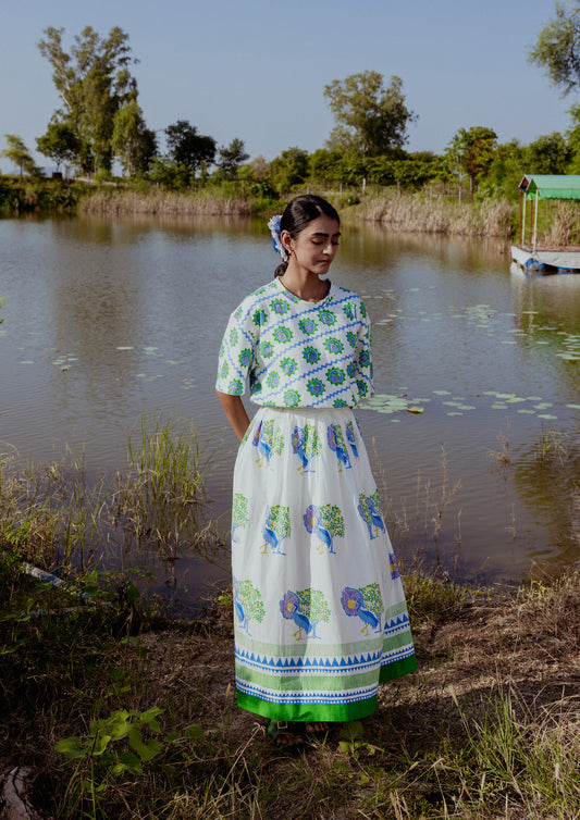 BAWARI SKIRT- SARAS CRANE BLUE