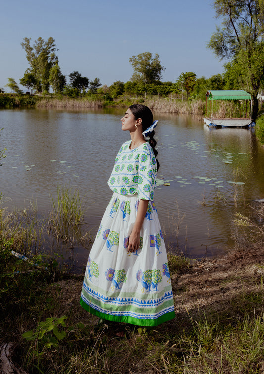 BAWARI SKIRT SARAS CRANE BLUE