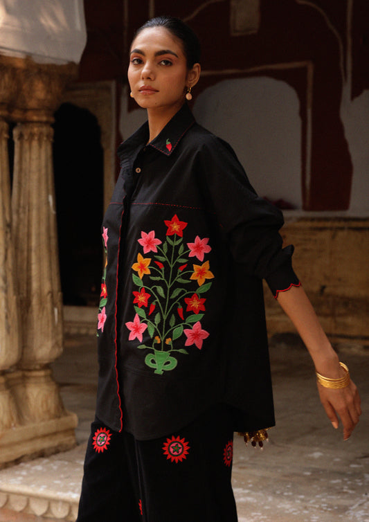 JAIGARH SHIRT-ASTER BUTA PATCHWORK EMBROIDERY