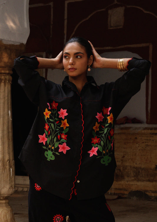 JAIGARH SHIRT ASTER BUTA PATCHWORK EMBROIDERY
