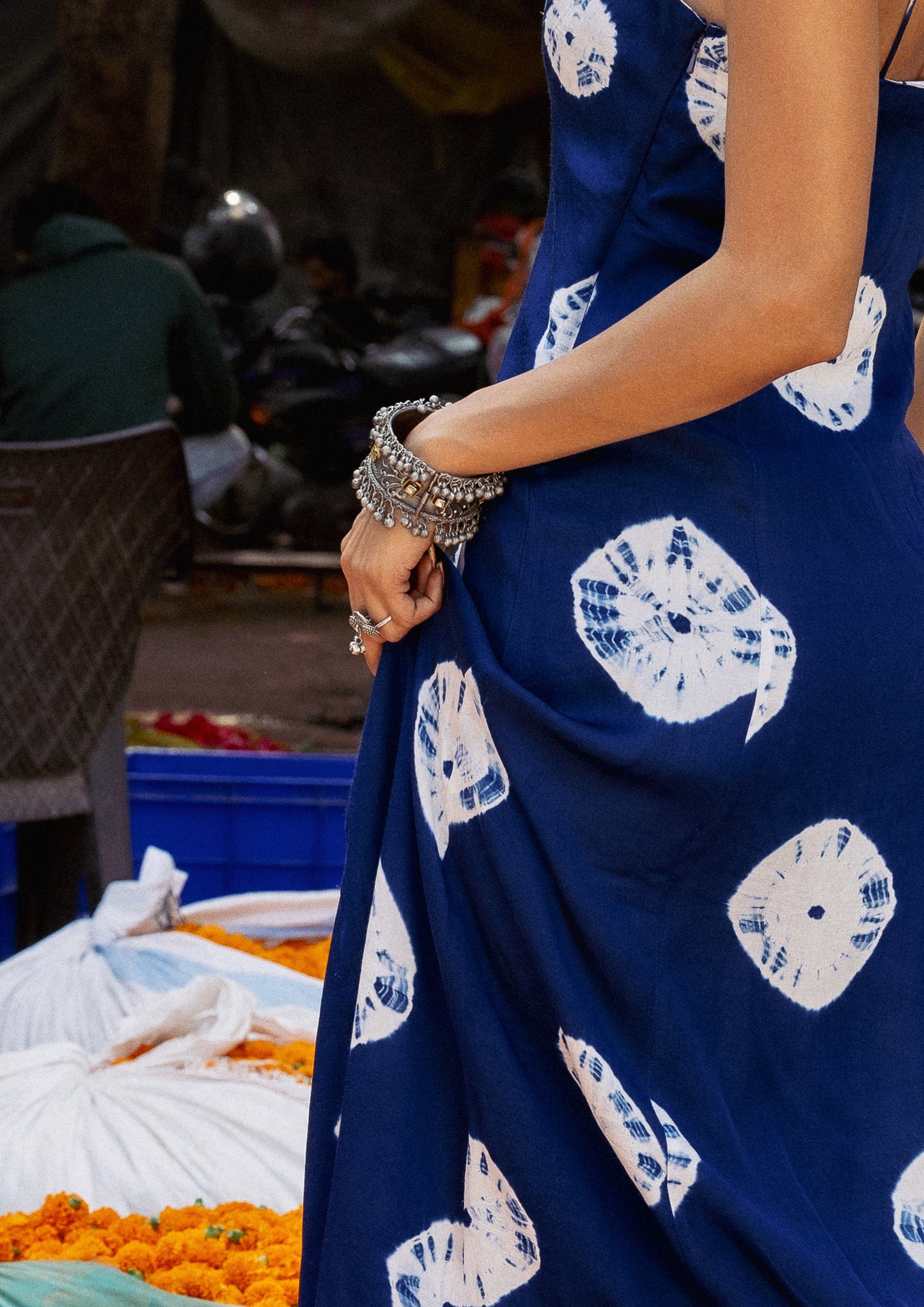 JODHA DRESS- INDIGO BANDHANI