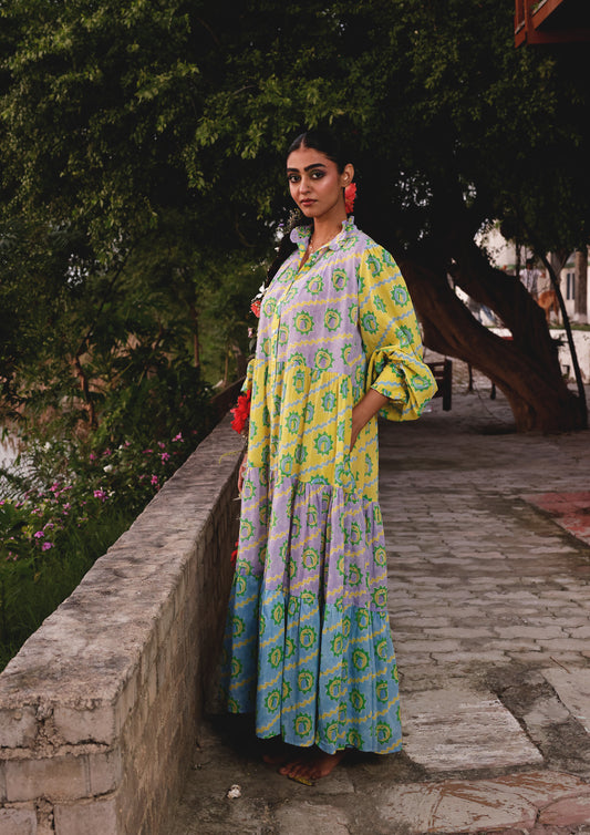 KAKORI DRESS MULTI COLOR MANGO PRINT