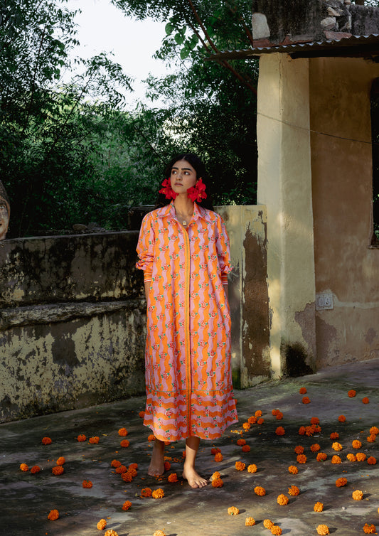 MUGHAL SHIRT DRESS- CITRUS GANGA