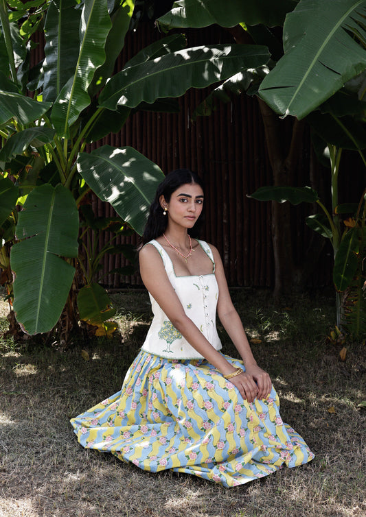 PALASH VEST MANGO AND CRANE EMBROIDERY